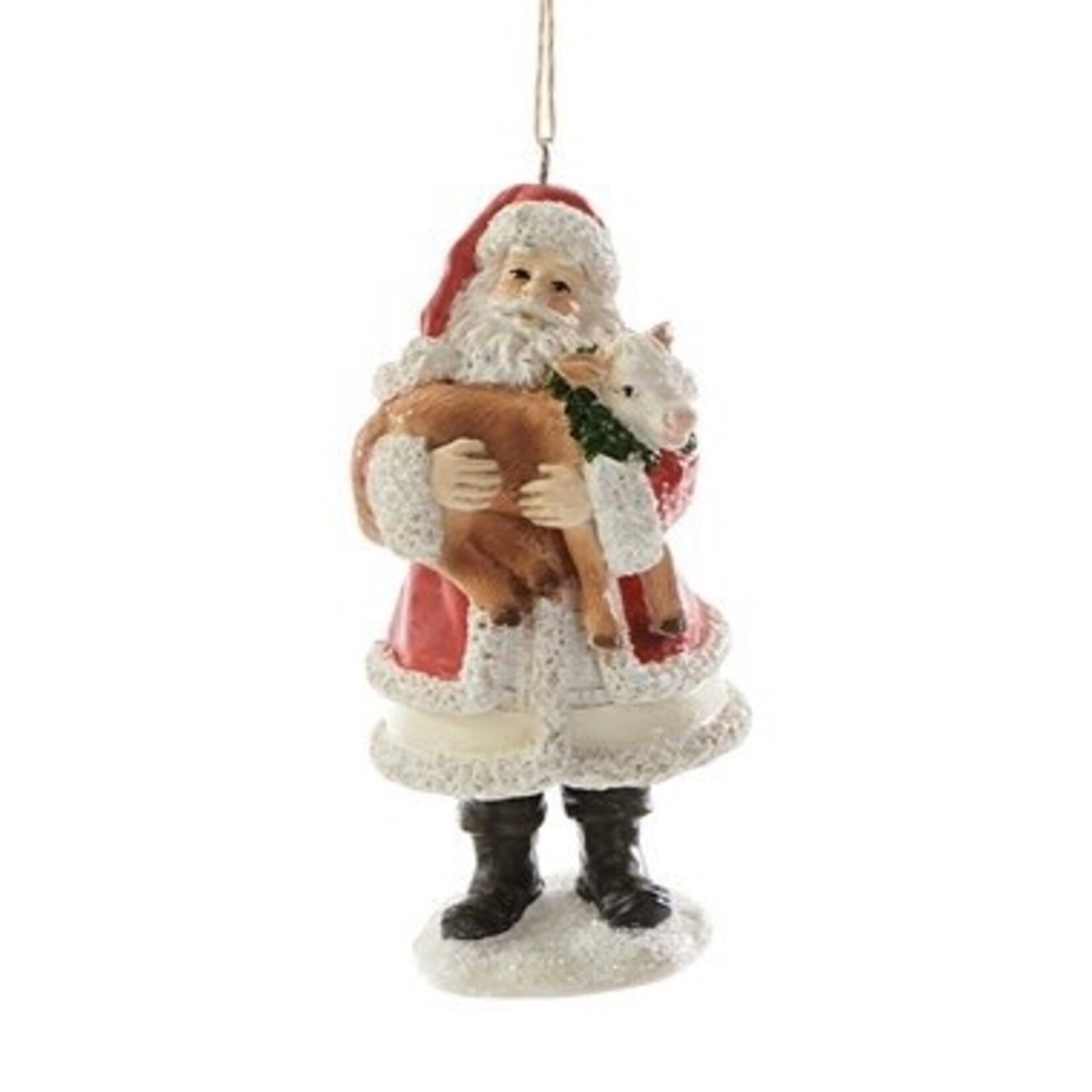 Giftcraft Santa Holding Farm Animal Ornament