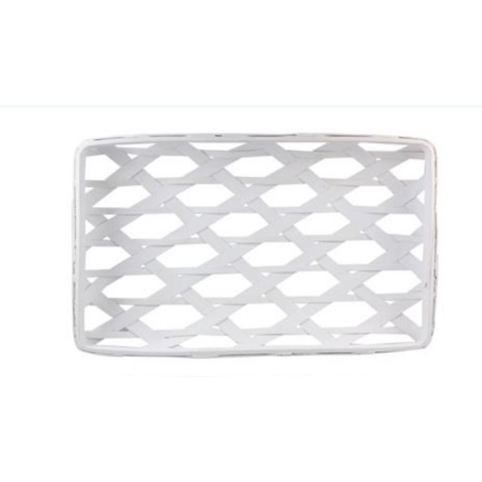 Youngs White Washed Wood Weaved Basket