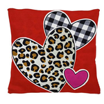 Evergreen Patterned Hearts Interchangeable Pillow Cover