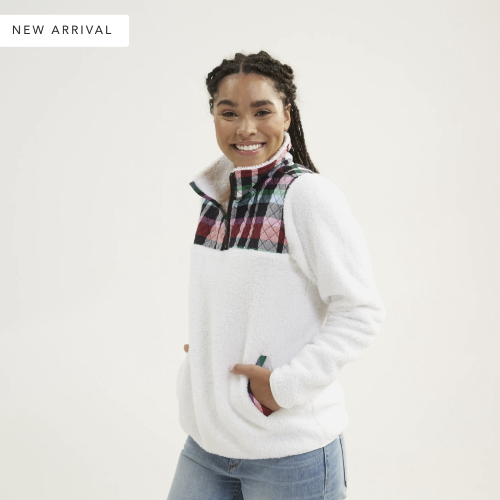 Vera Bradley Vera Bradley Teddy Fleece Pocket Pullover Ribbons Plaid