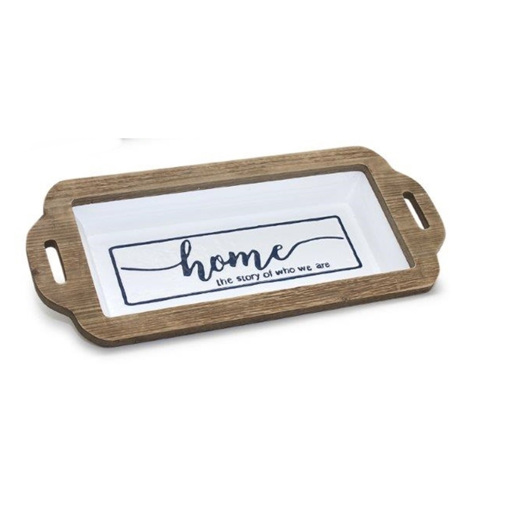 Melrose Enamel & Wood Tray Set