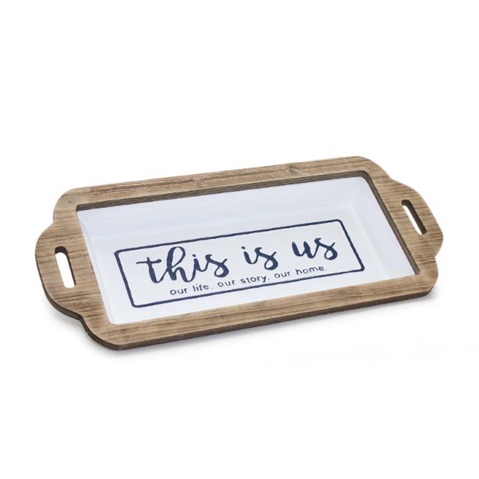 Melrose Enamel & Wood Tray Set