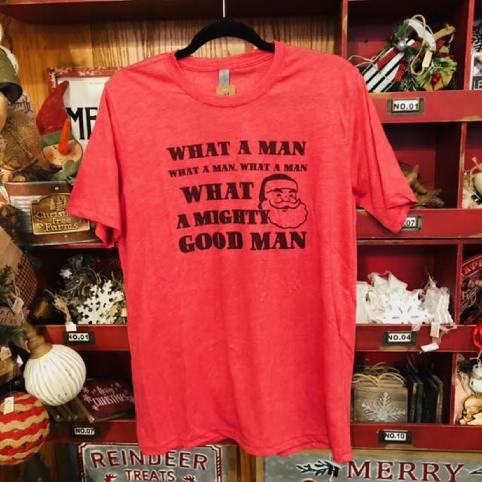 Wild Roots What A Man Santa Graphic T-Shirt Size Medium