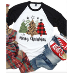 Kissed Apparel Merry Christmas Leopard Tree Kids Graphic T-Shirt