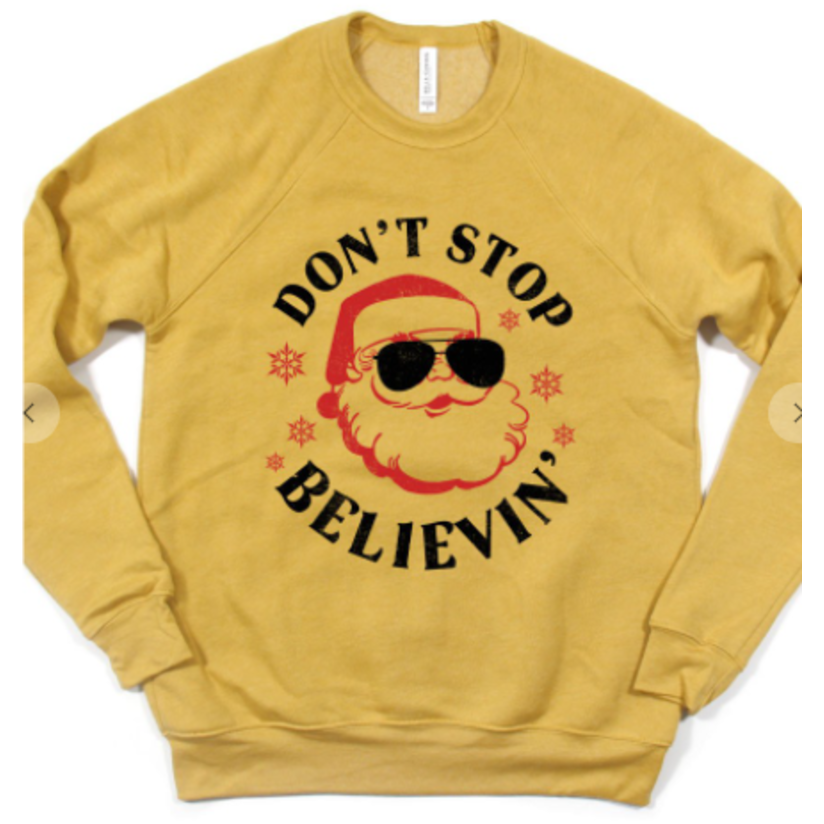 Kissed Apparel Don't Stop Believin' Santa Crew Neck S