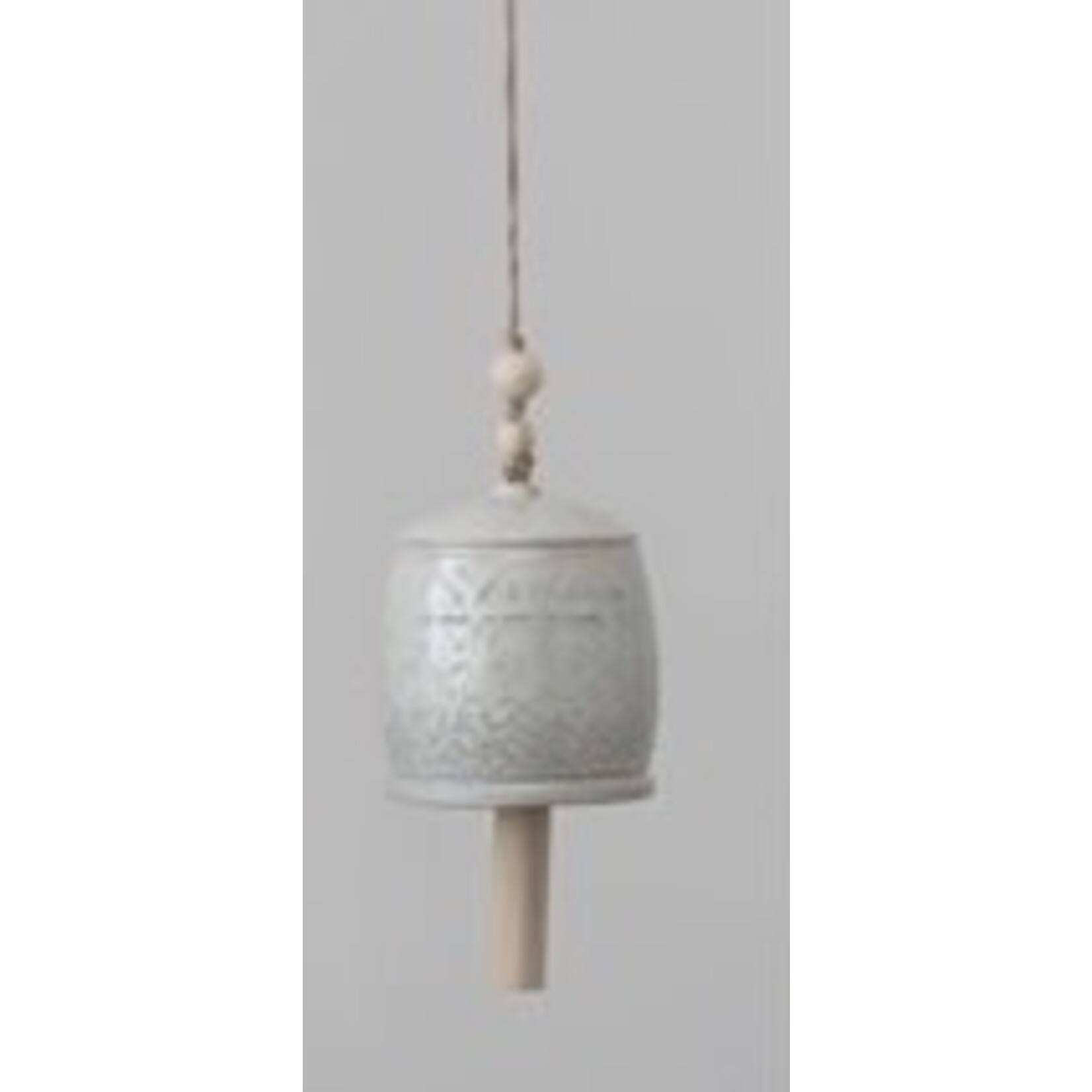 Creative Co-op Stoneware Bell w/Wood Bead & Reactive Glaze