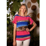 Sew in Love Sew in Love Leopard Print Magenta Ombre Short Sleeve Top