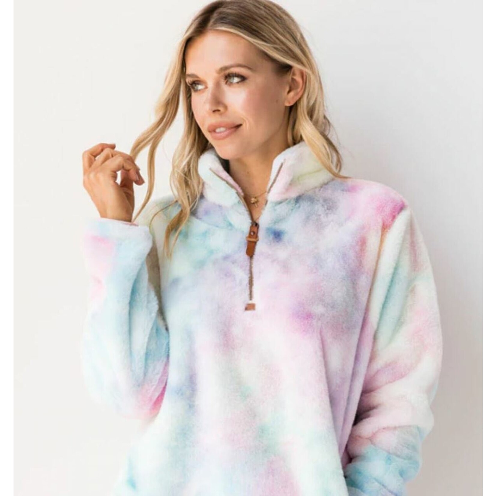 Jen & Co Jen & Co Tie Dye Sherpa Pullover Large