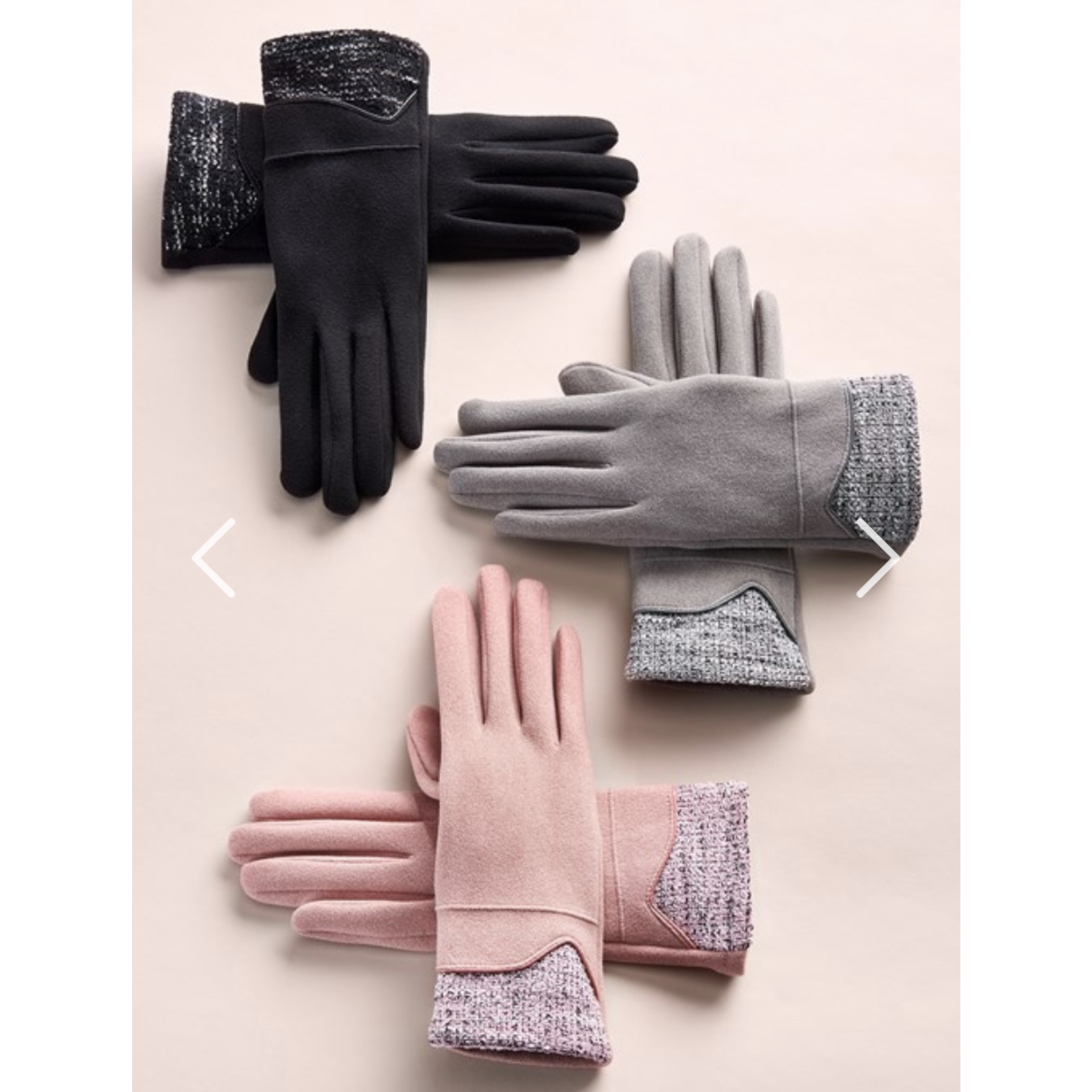 Giftcraft Luxe Vegan Suede Edged in Boucle Gloves