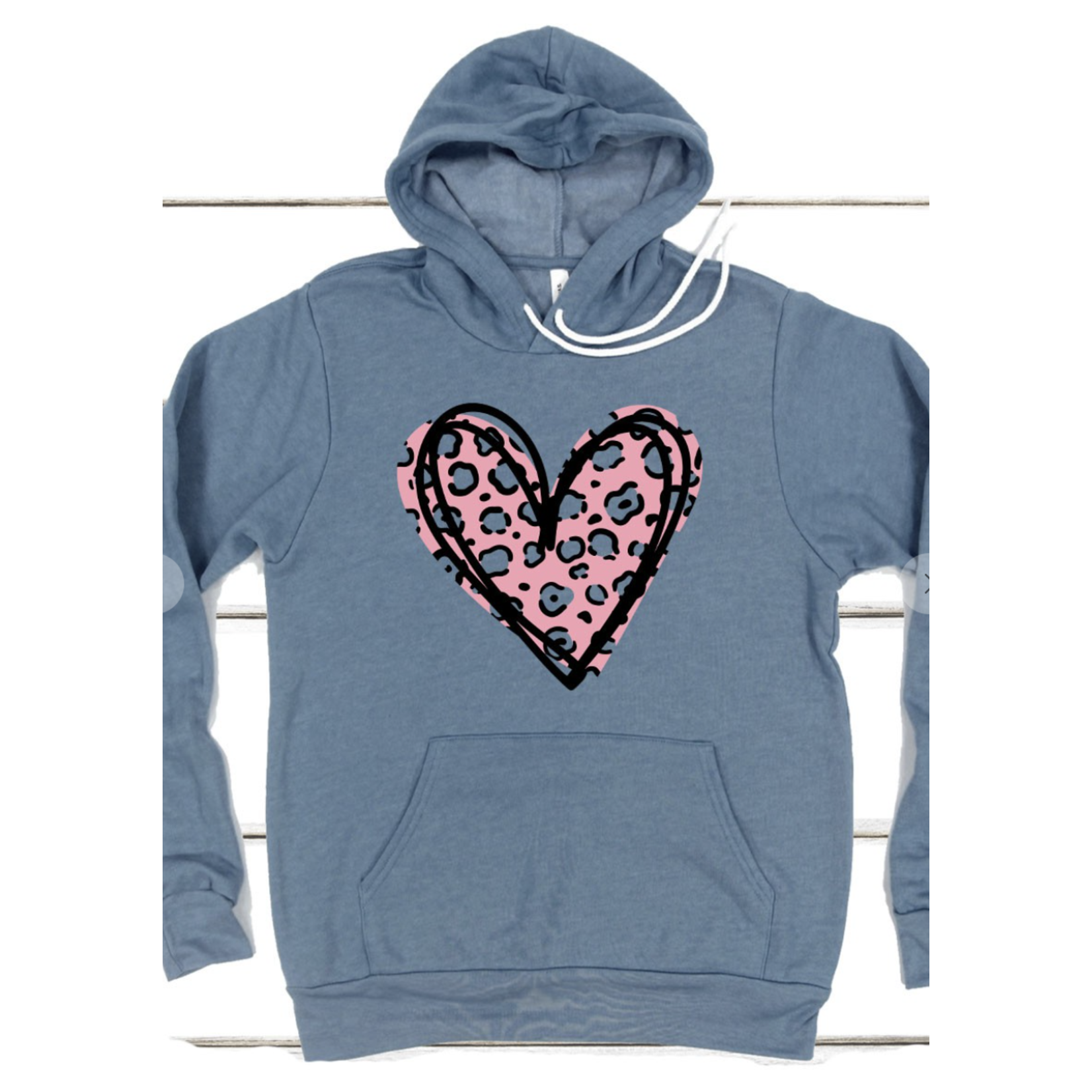 Kissed Apparel Leopard Pink Heart Graphic Hoodie S
