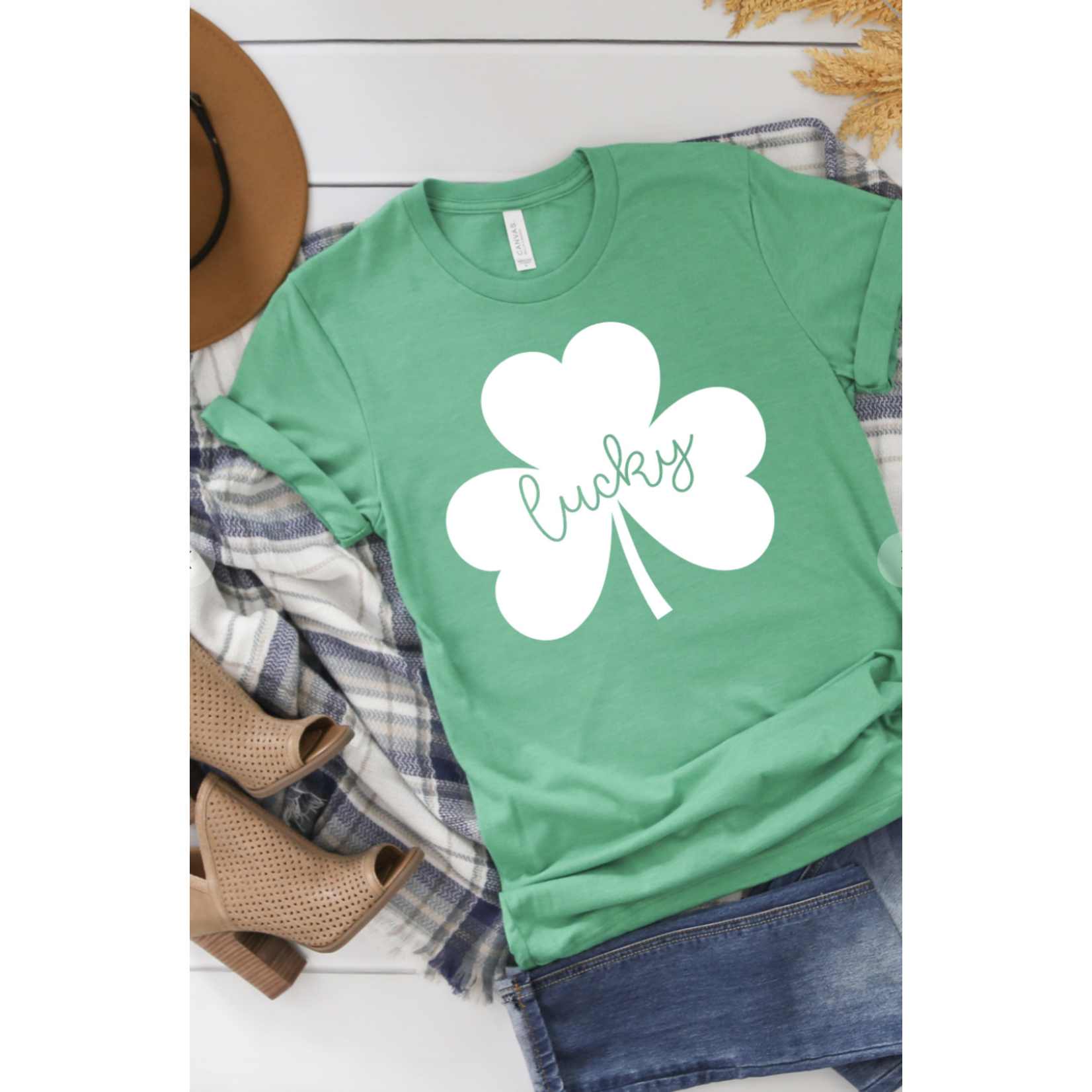 Kissed Apparel Lucky Clover White Shamrock Tee