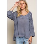 Pol Clothing POL Clothing Fearless Perfect Knit Top Charcoal Leo Print