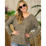 Adora Adora Distressed V Neck Knit Sweater