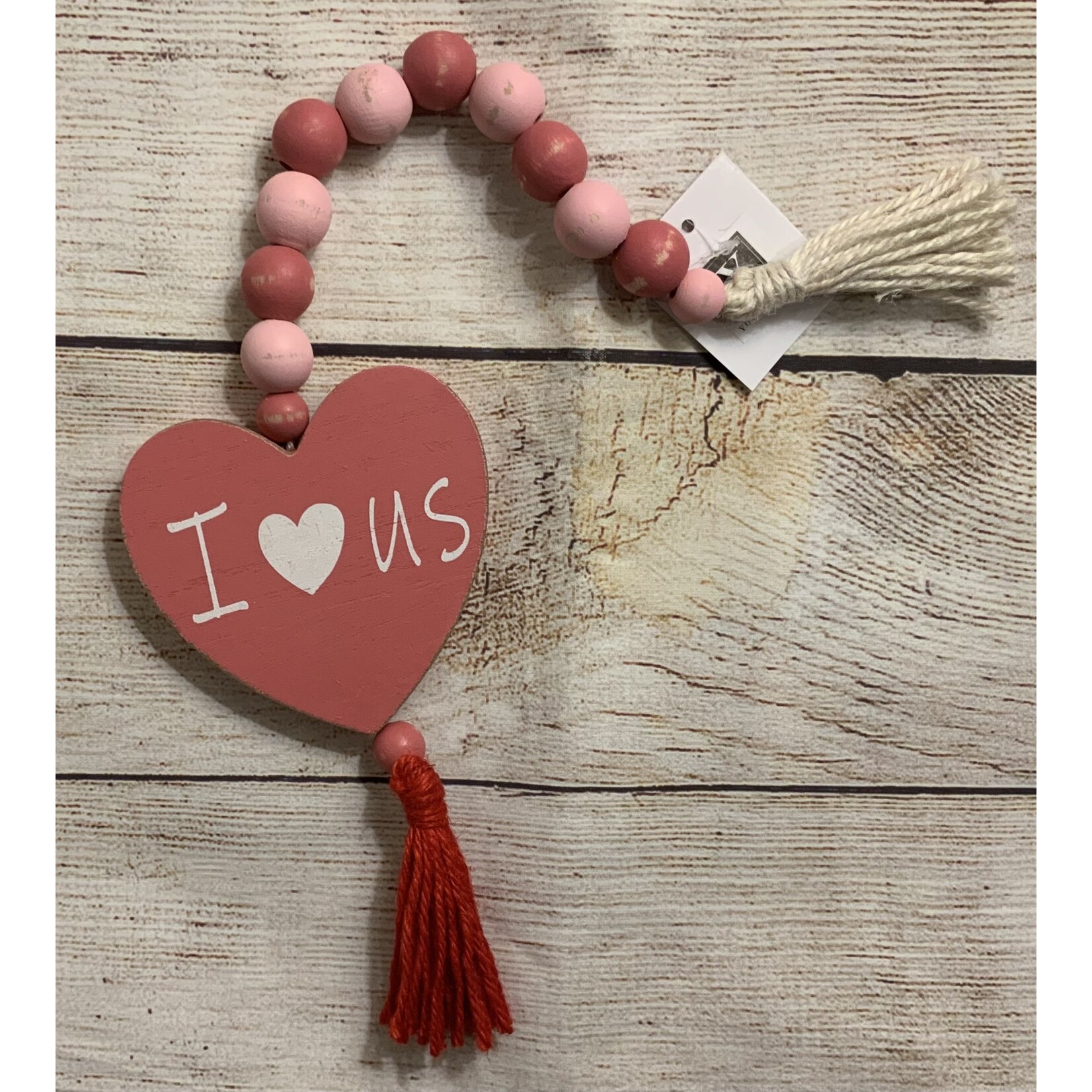 Youngs Valentine Heart Shaped Sign w/Blessing Beads