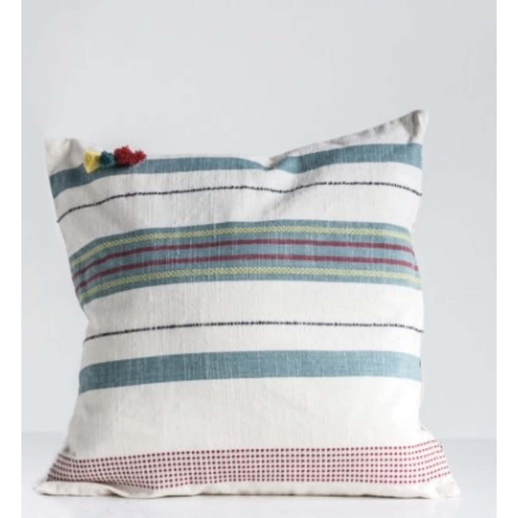 Creative Co-op Hand Woven Striped Pillow w/Tassels