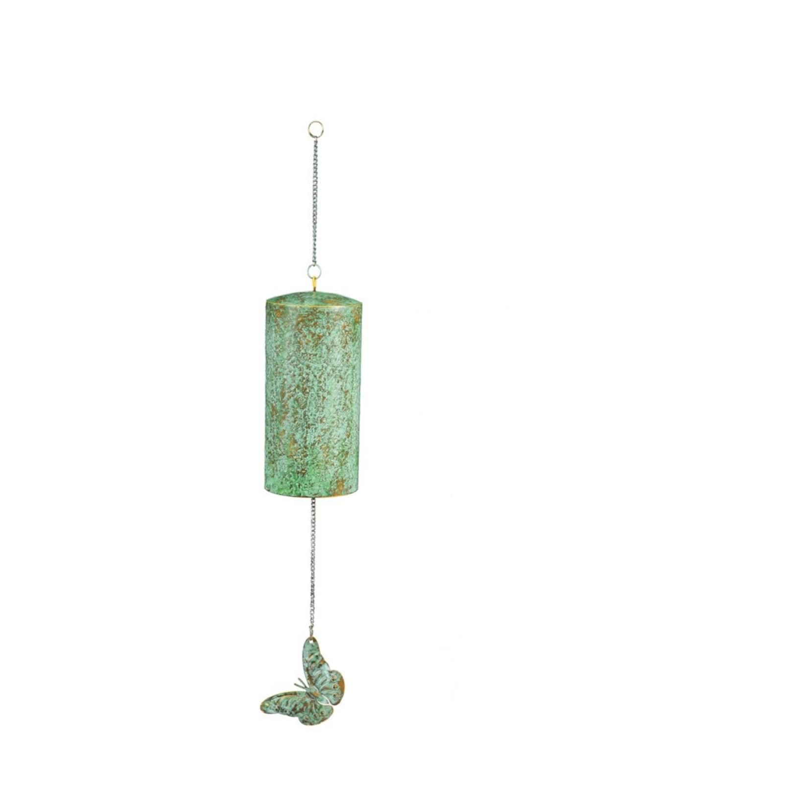 Evergreen Hammered Metal Wind Bell w/ Gold & Verdigris Artisan Finish
