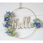 Evergreen Blue & White Floral Hoop Wall Decor