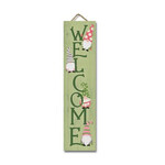 My Word! Welcome w/Gnomes on Green Stand Out Tall Porch Sign