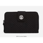 Vera Bradley RFID Turnlock Wallet Microfiber by Vera in Classic Black