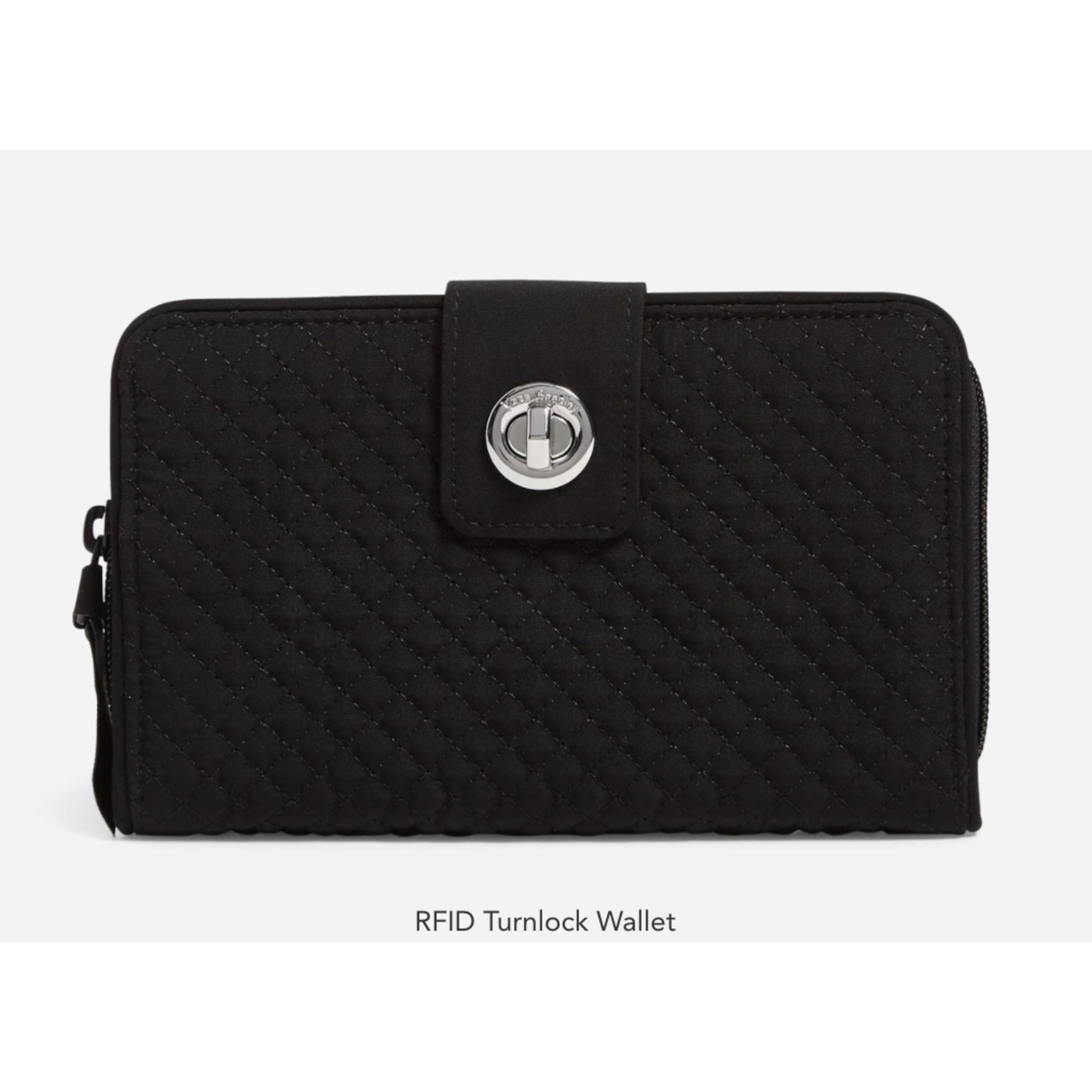 Vera Bradley RFID Turnlock Wallet Microfiber by Vera in Classic Black