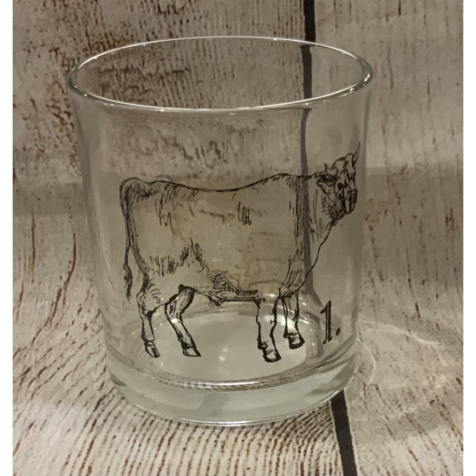 Creative Co-op Glass Cup w/Farm Animal Decal