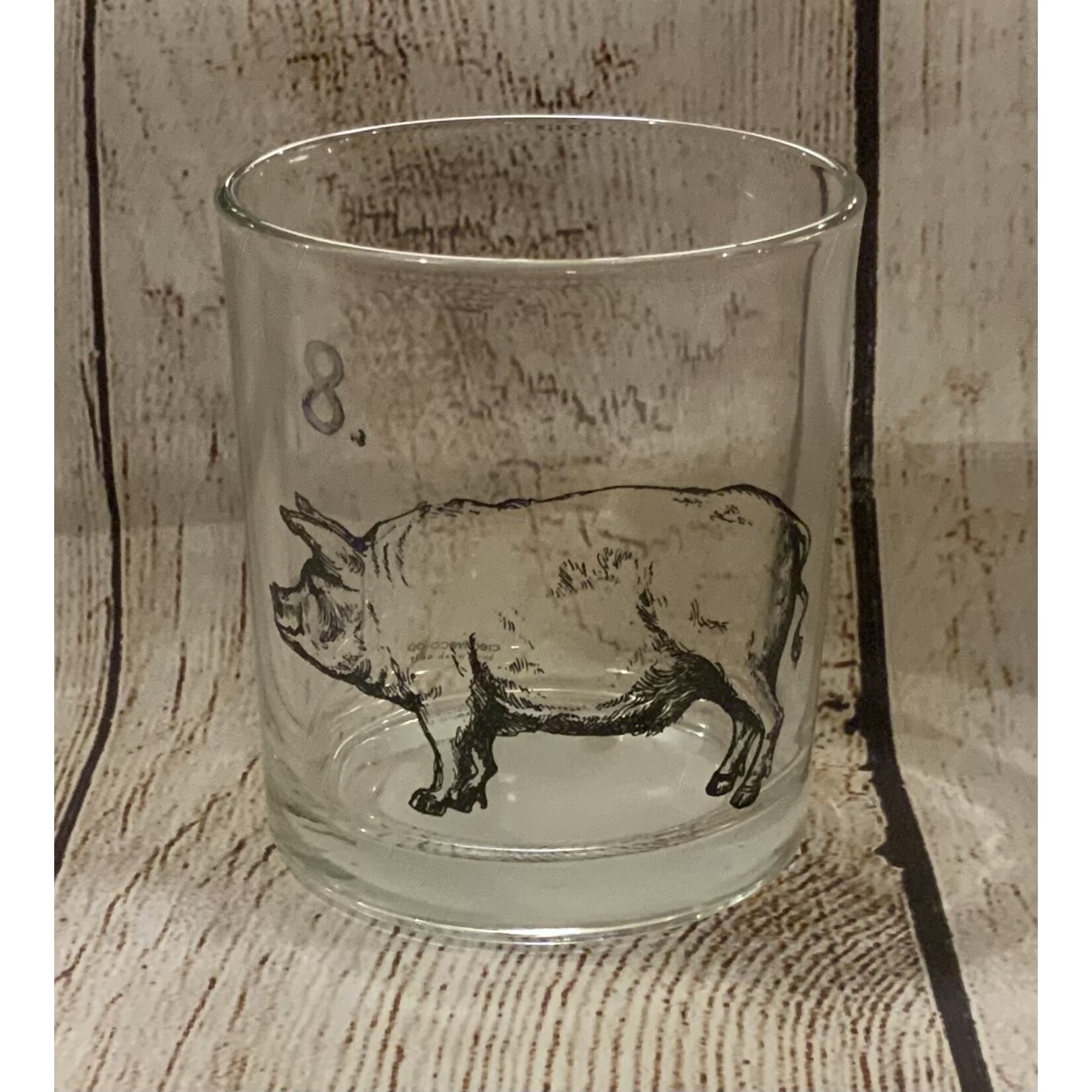 Creative Co-op Glass Cup w/Farm Animal Decal
