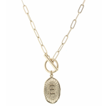Jane Marie Jane Marie 16" Gold Stamped Initial with Link Chain & Toggle Closure Necklace -