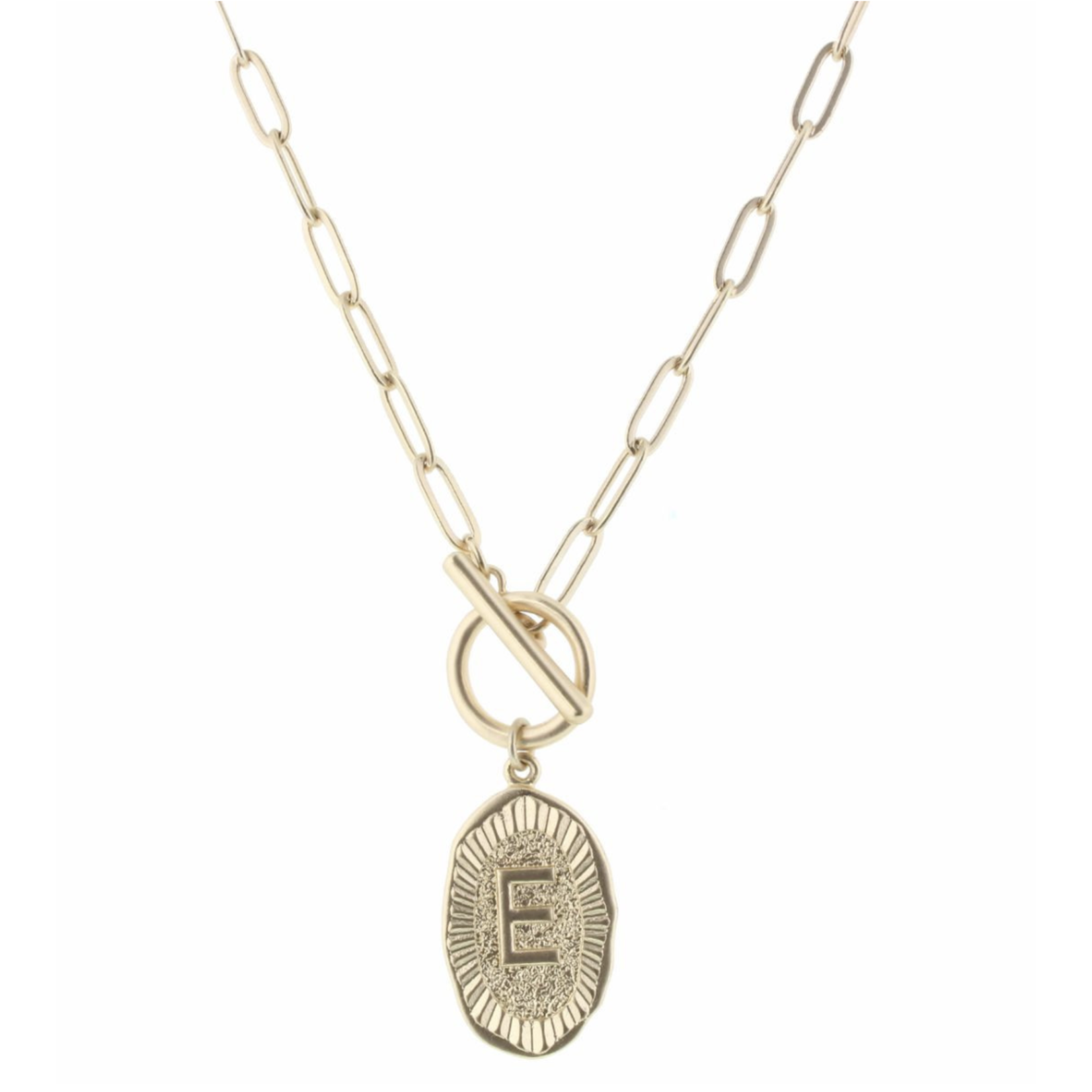 Jane Marie Jane Marie 16" Gold Stamped Initial with Link Chain & Toggle Closure Necklace -