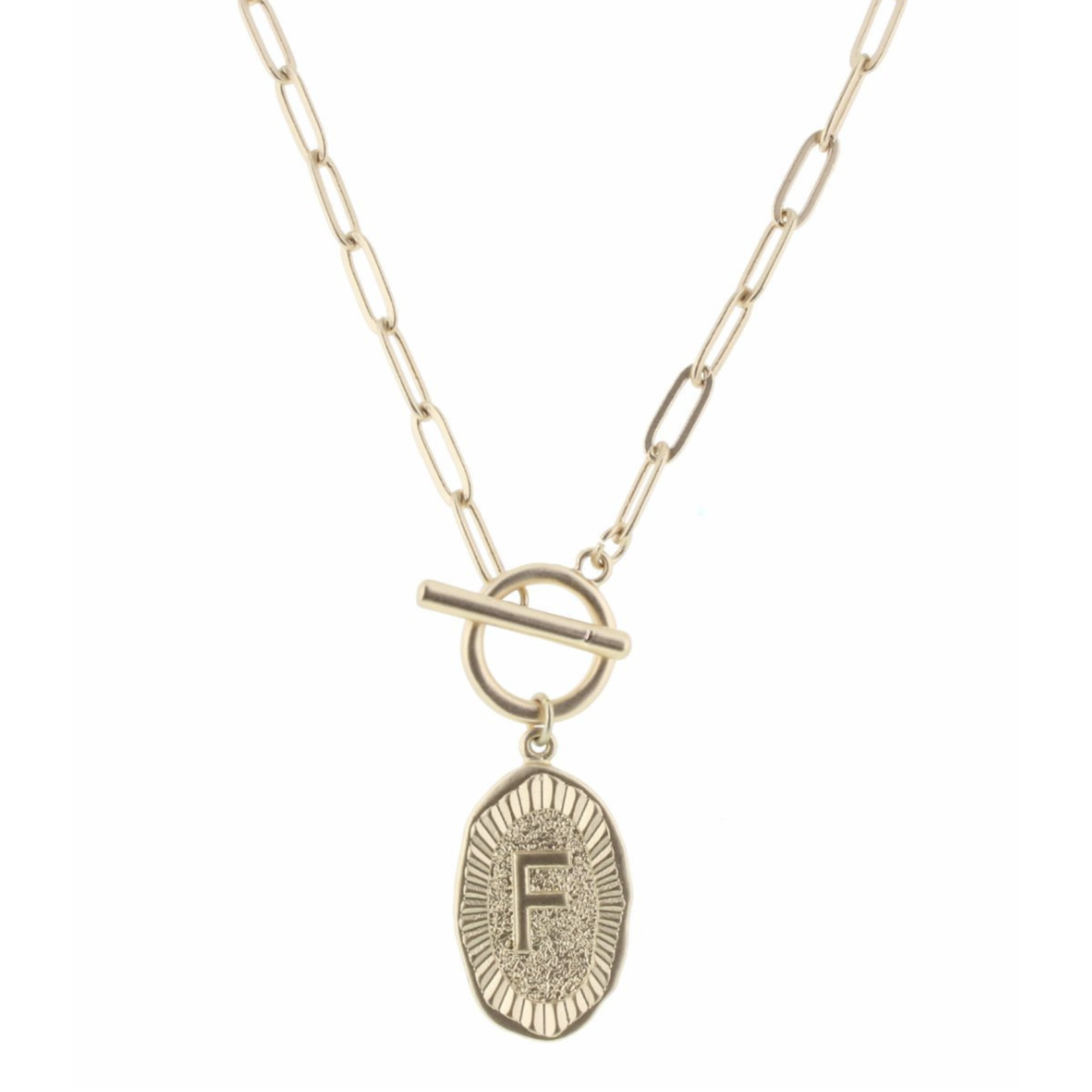 Jane Marie Jane Marie 16" Gold Stamped Initial with Link Chain & Toggle Closure Necklace -