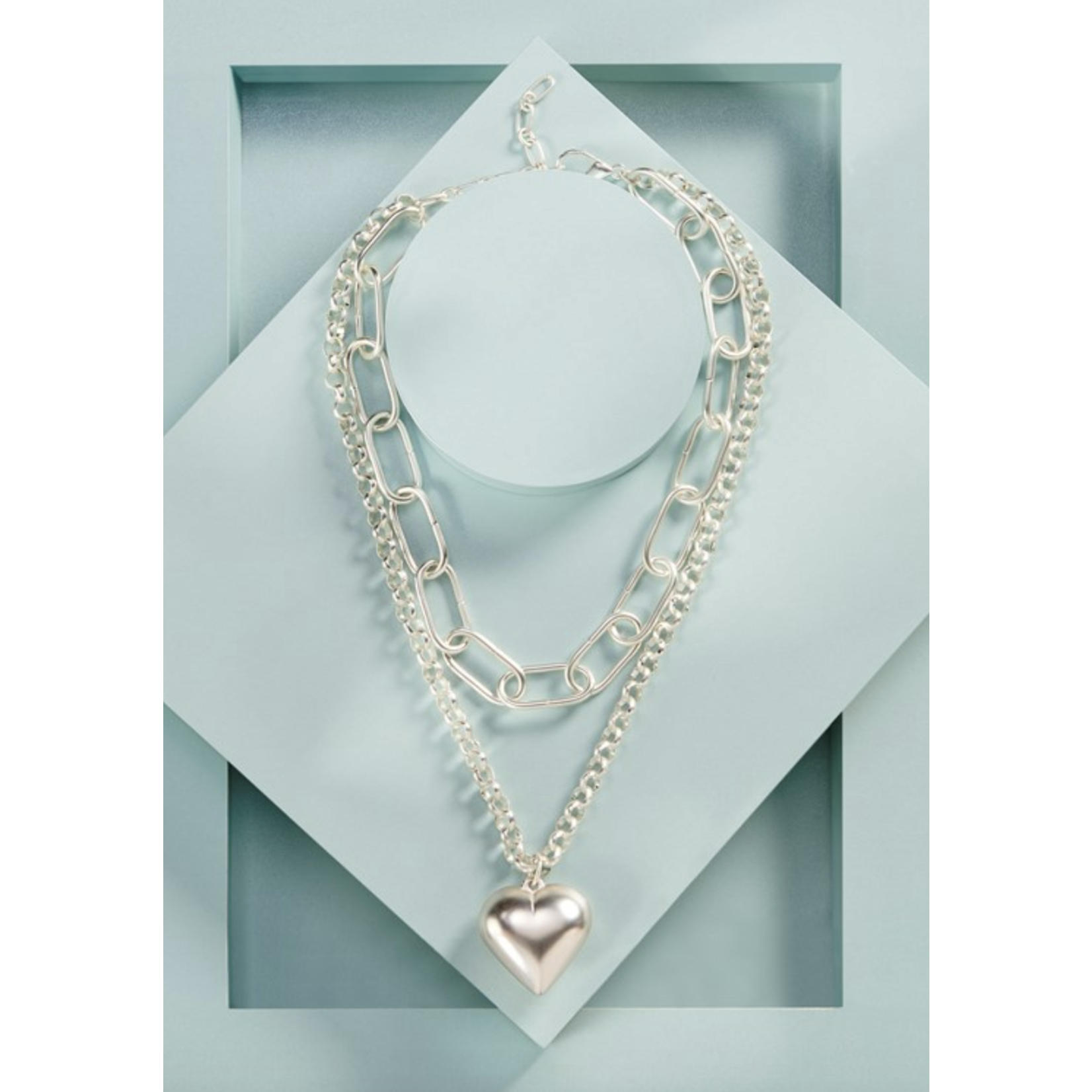 Charlie Paige Medusa Necklace w/Heart Pendant Silver