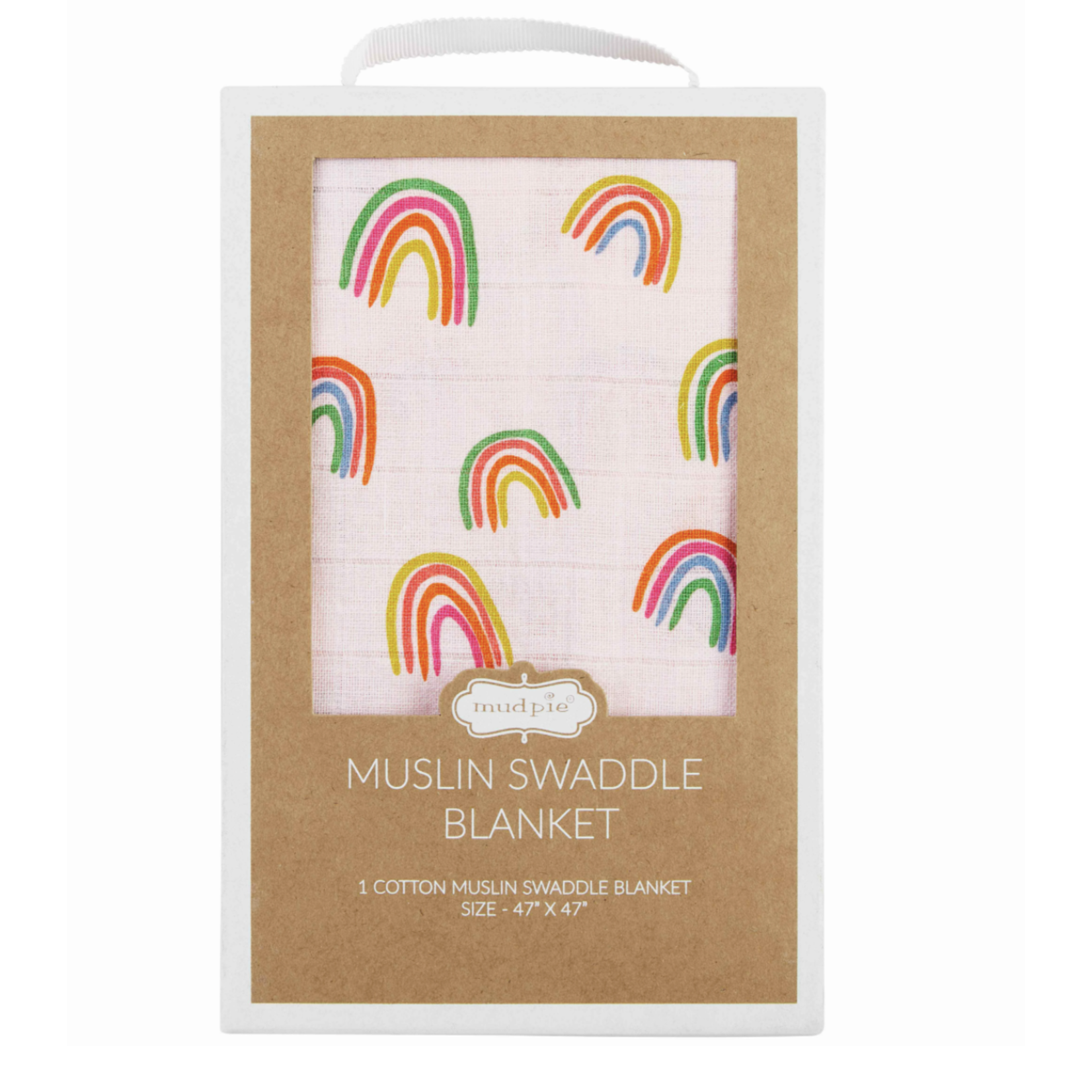 Mudpie Mudpie Pink Rainbow Swaddle Blanket