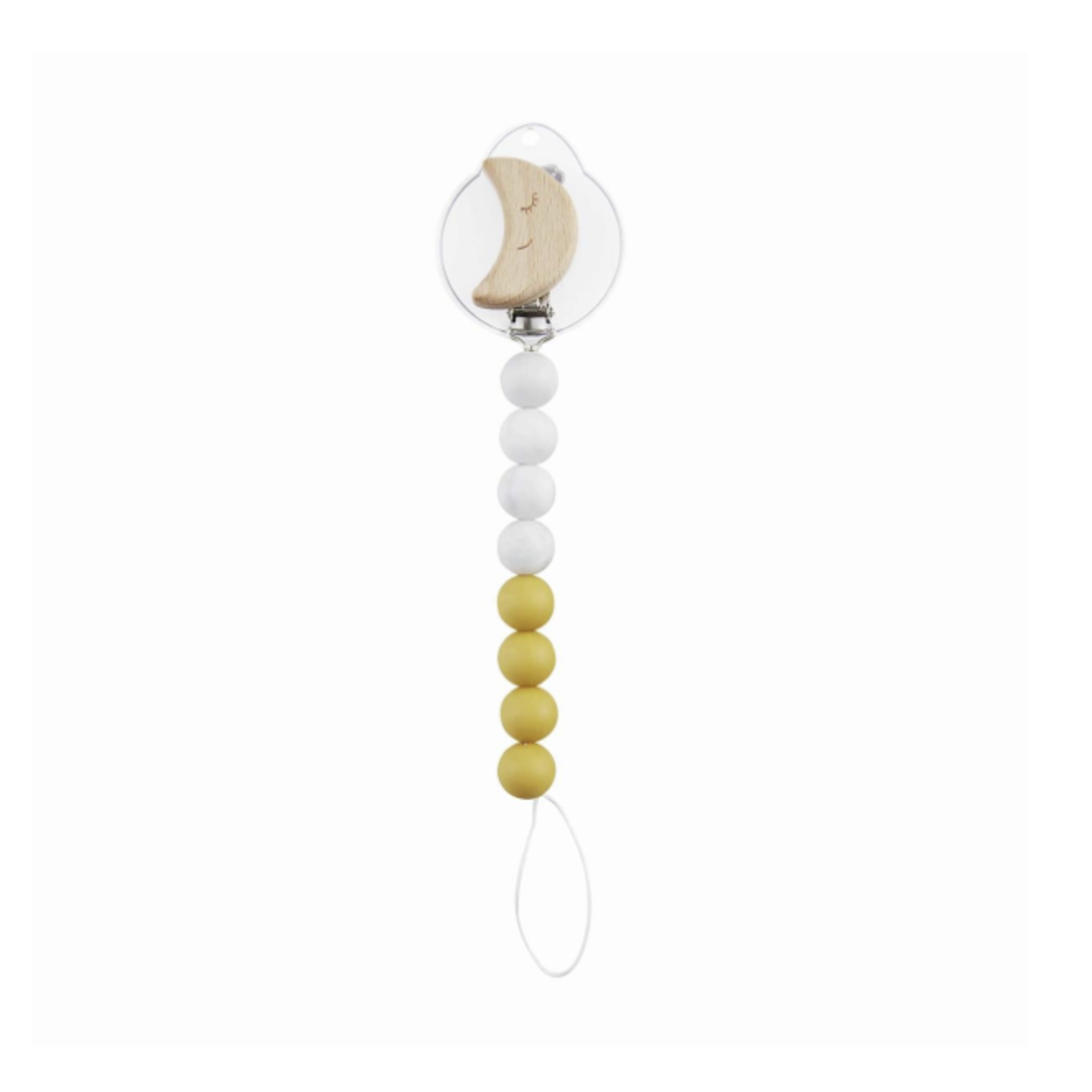 Mudpie Mudpie Yellow Moon Wood & Silicone Pacy Clip