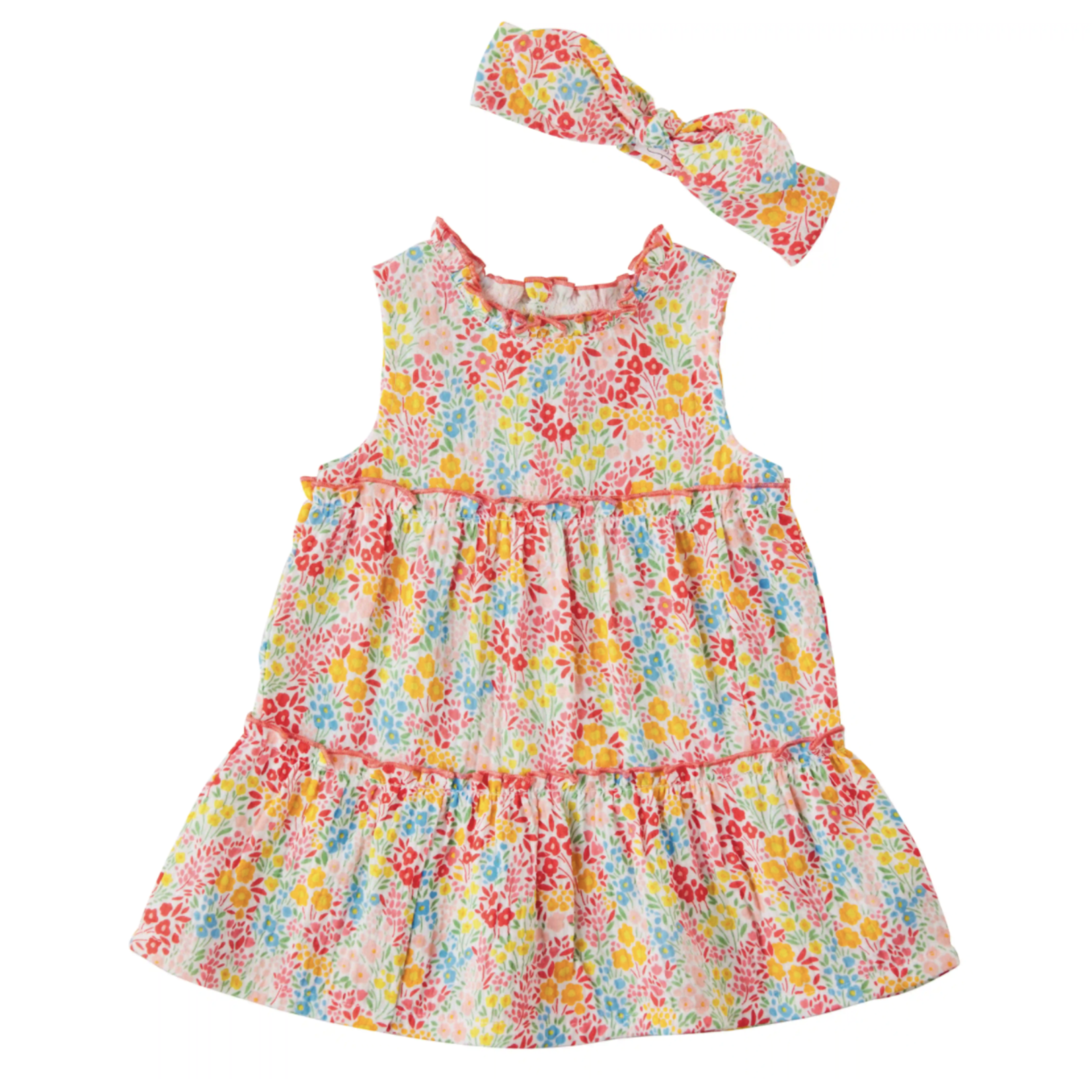 Mudpie Mudpie Rainbow Floral Toddler Dress Set