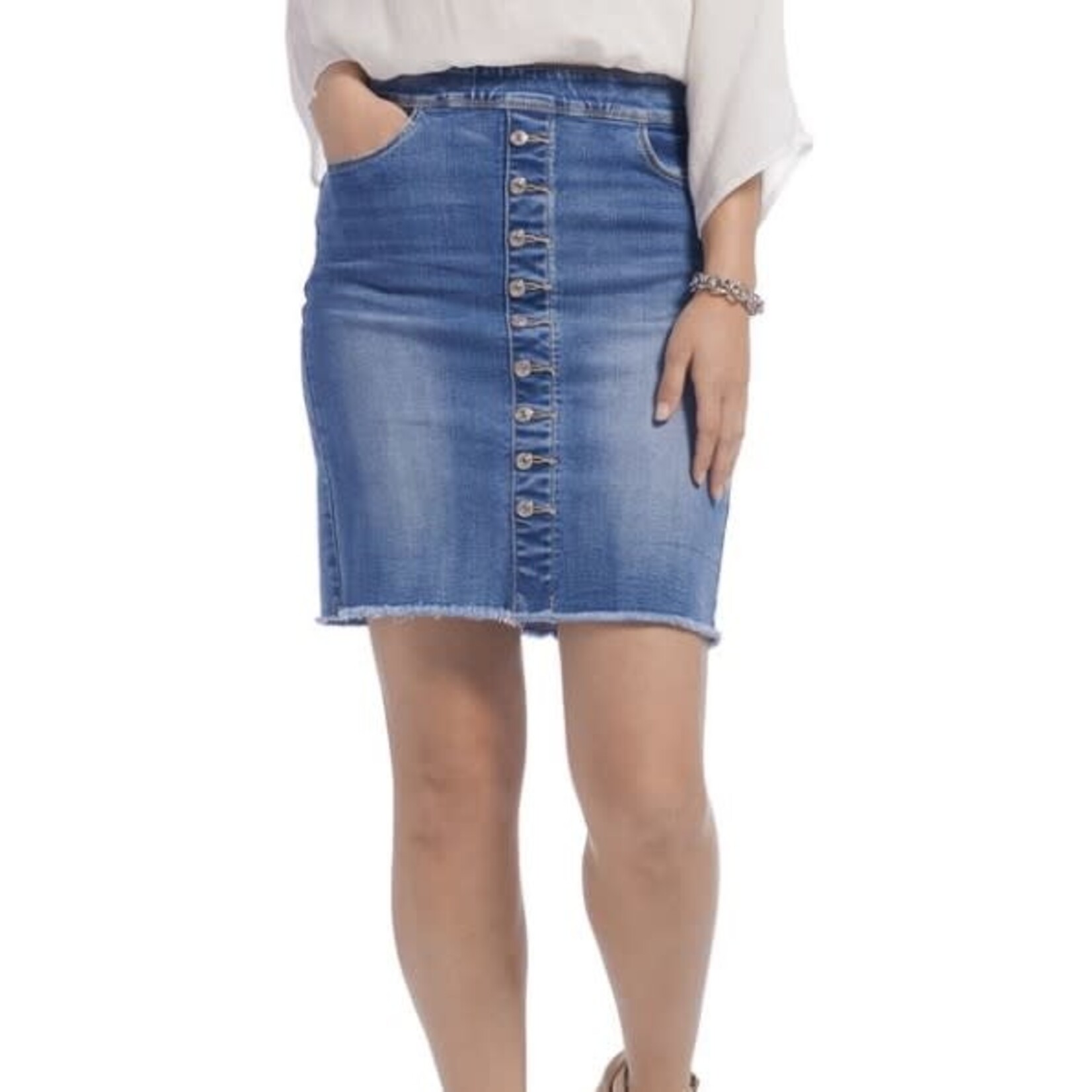 Coco + Carmen Coco & Carmen OMG Faux Button Front Fringe Skirt