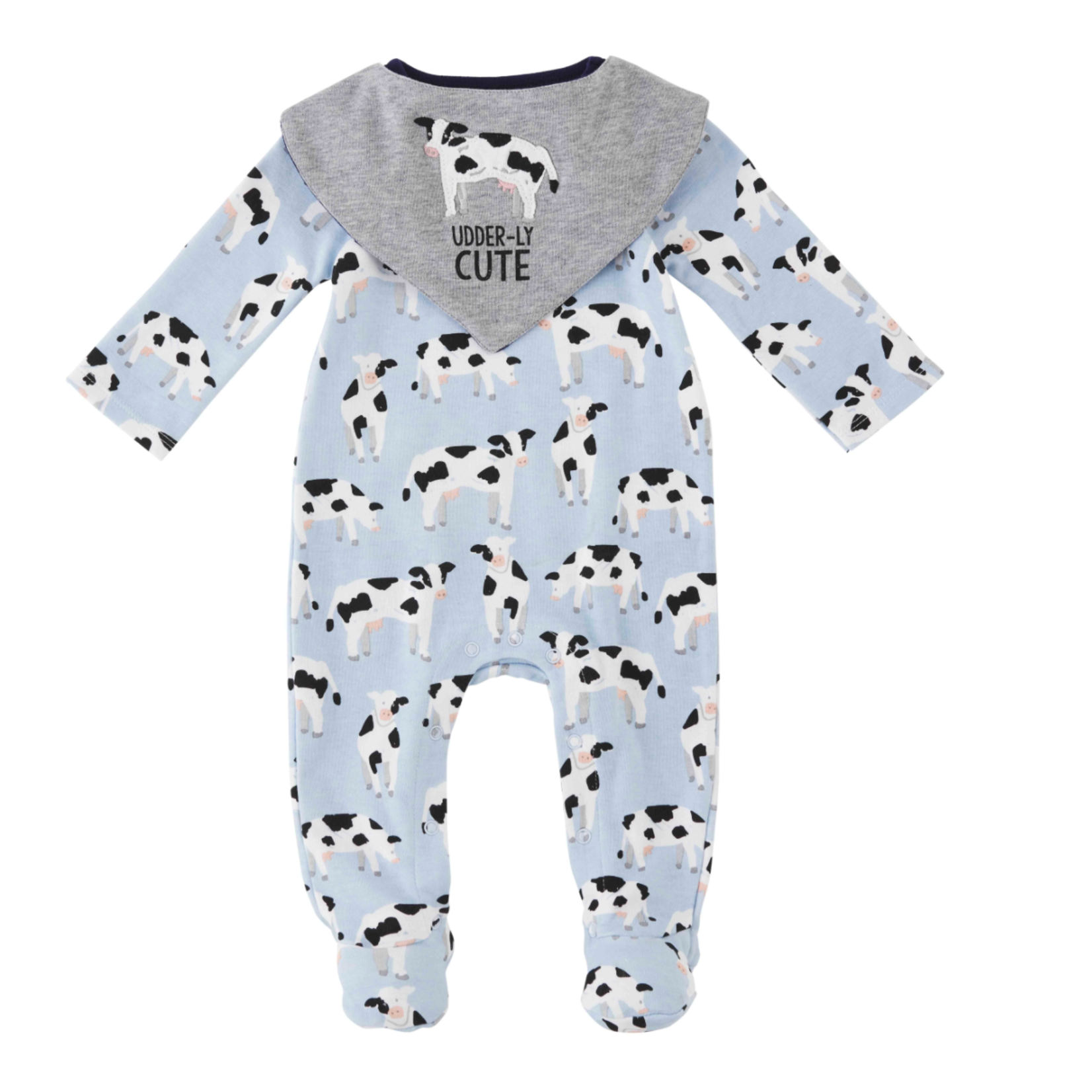 Mudpie Mudpie Cow Sleeper & Bib Set