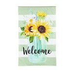 Evergreen Sunflower Welcome Burlap House Flag
