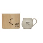 Creative Co-op Stoneware Mug w/Wood Gift Box and Saying
