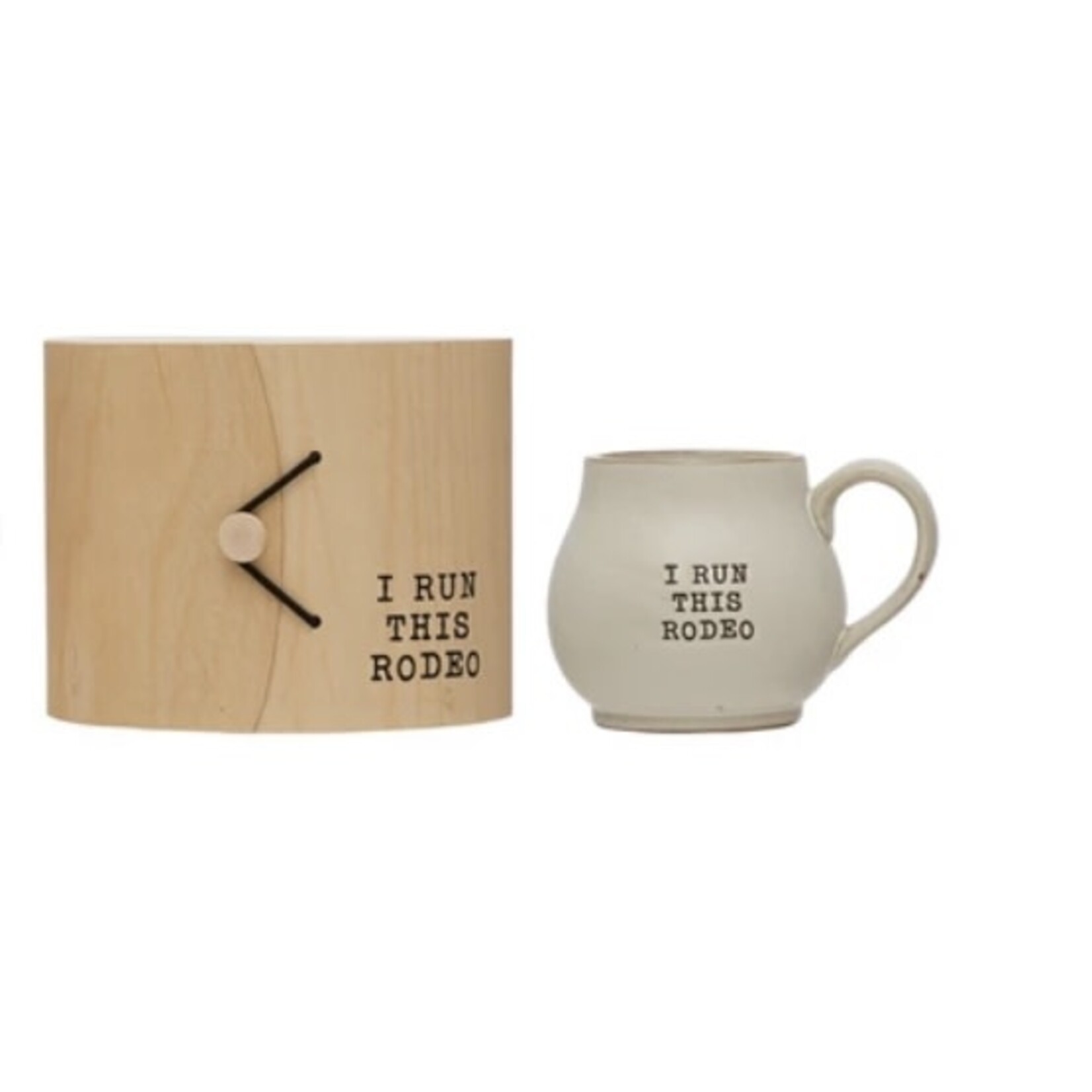 Creative Co-op Stoneware Mug w/Wood Gift Box and Saying