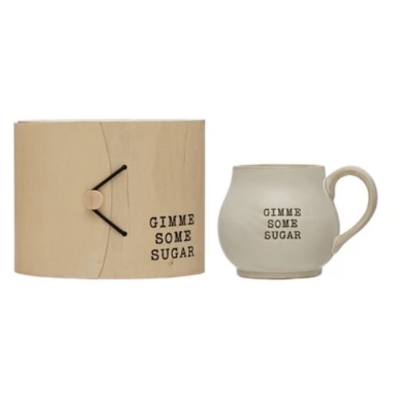 Creative Co-op Stoneware Mug w/Wood Gift Box and Saying