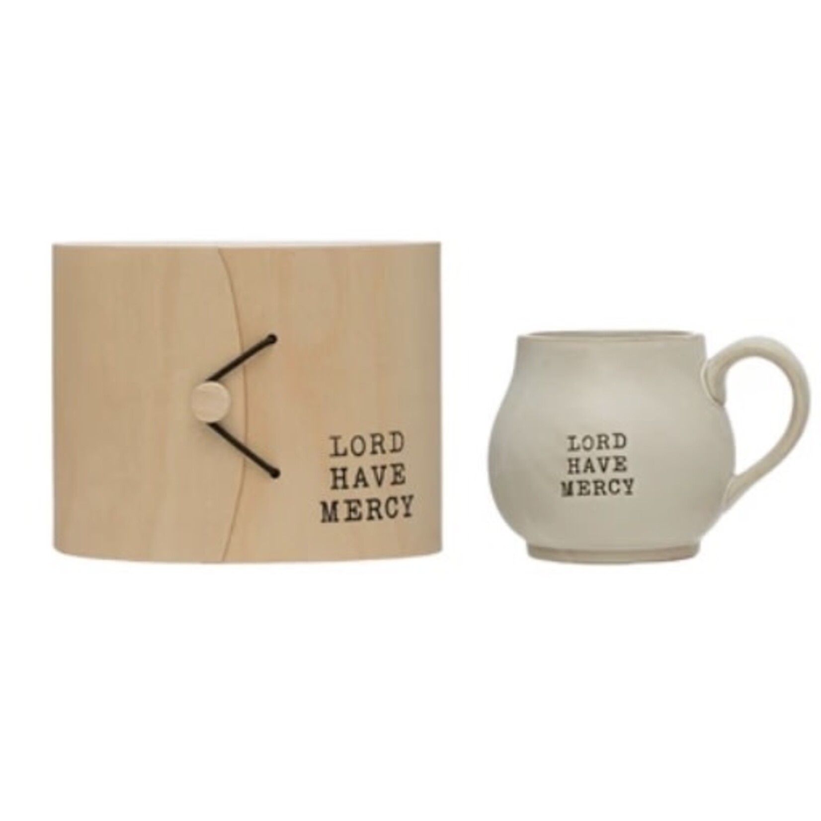 Creative Co-op Stoneware Mug w/Wood Gift Box and Saying