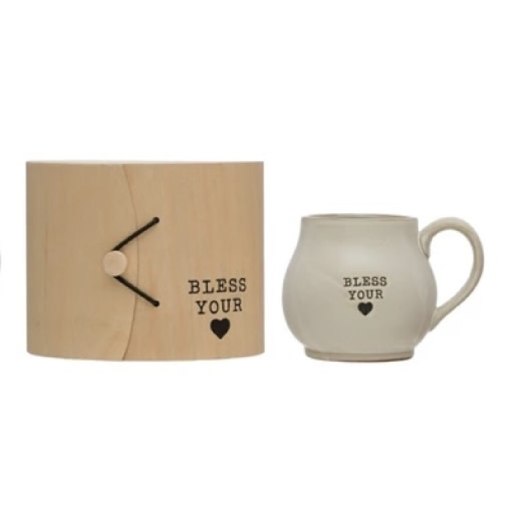 Creative Co-op Stoneware Mug w/Wood Gift Box and Saying