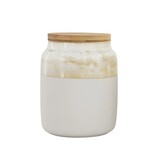 Creative Co-op Reactive Glaze Ceramic Canister w/Bamboo Lid