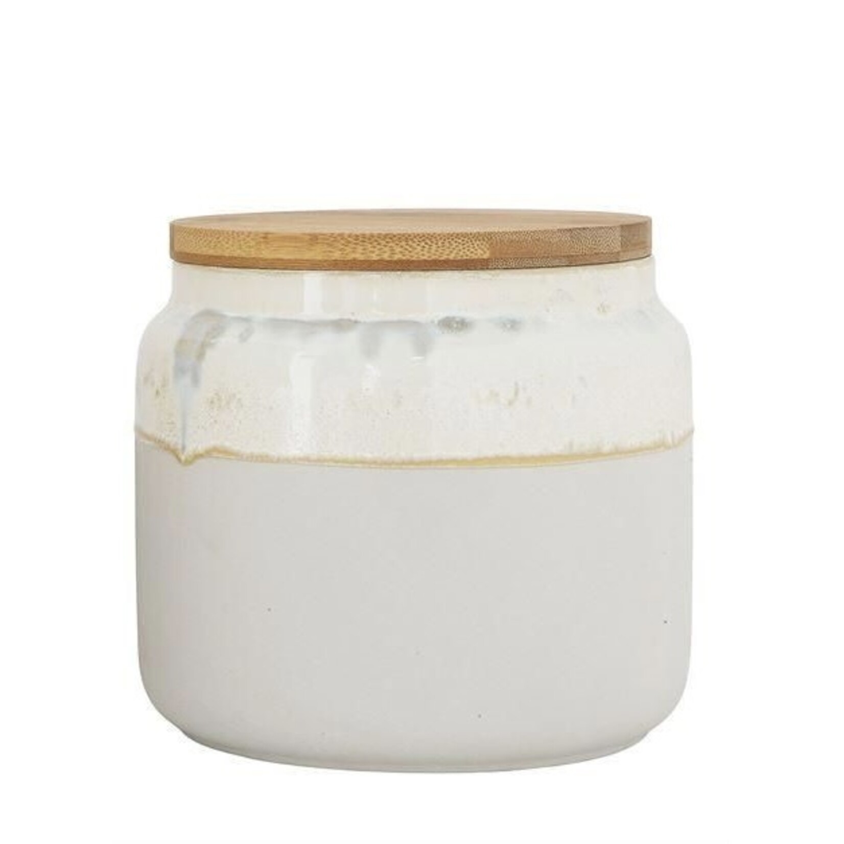 Creative Co-op Reactive Glaze Ceramic Canister w/Bamboo Lid
