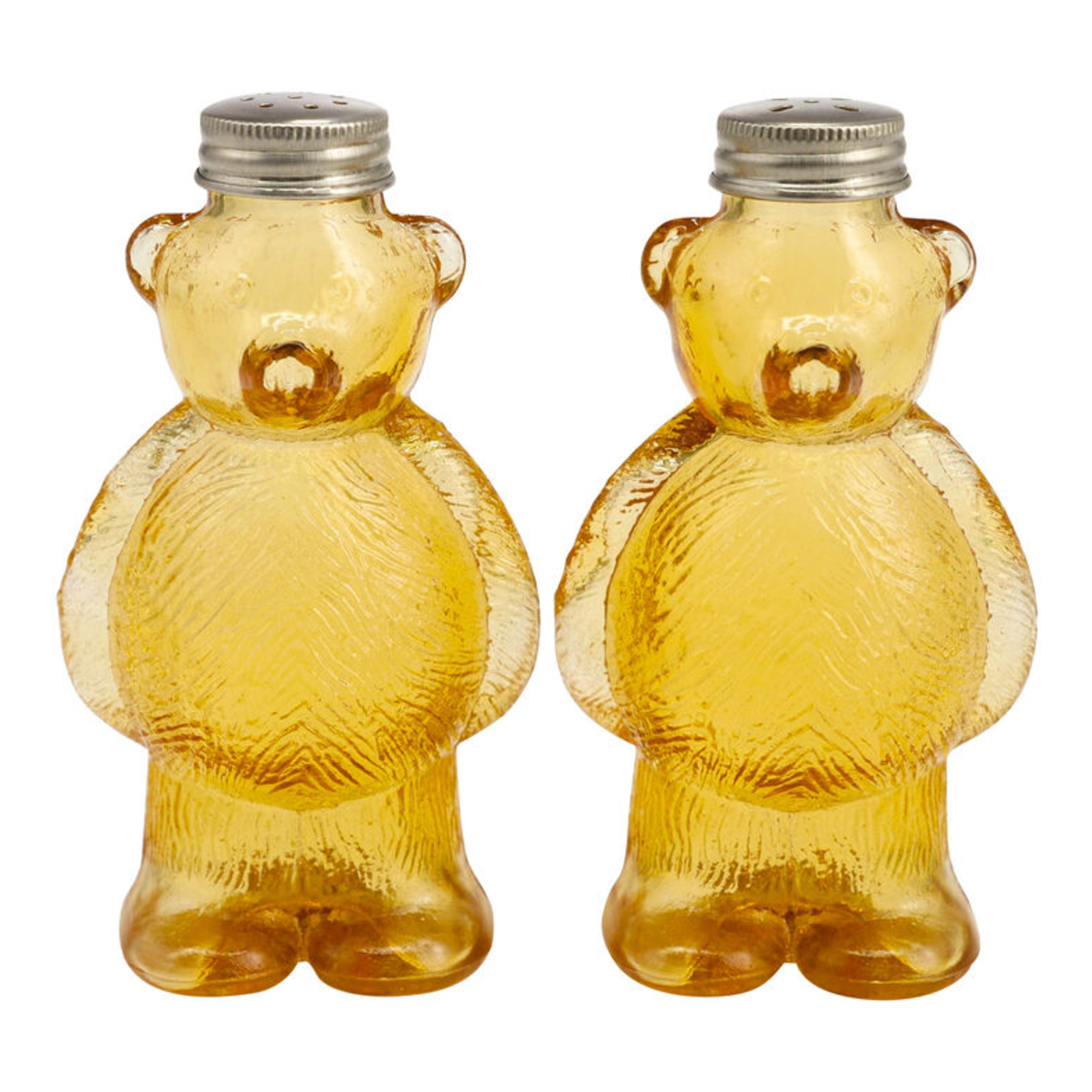 J.C. Rollie Amber Glass Honey Bear Salt & Pepper Set