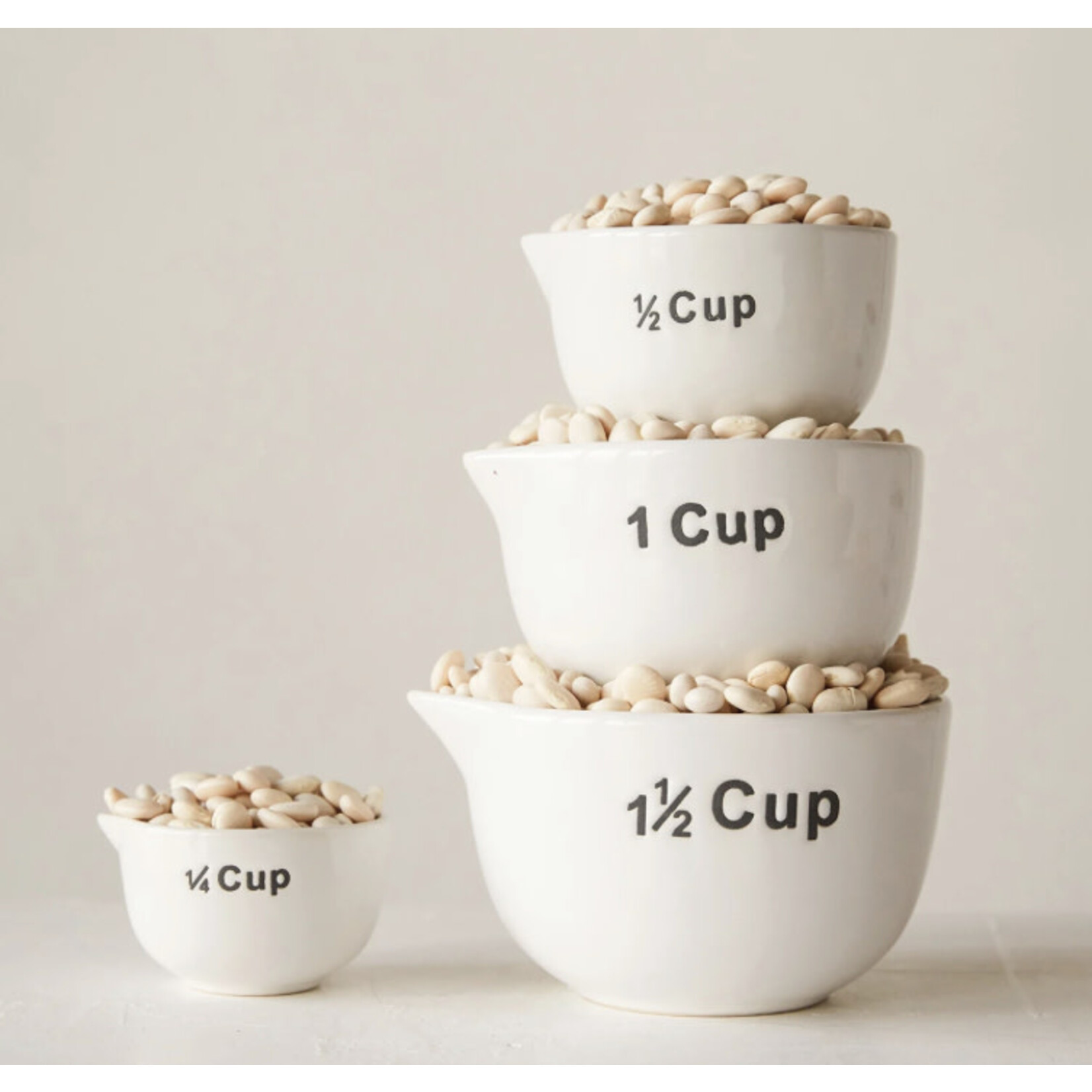 Creative Co-op White Stoneware Measuring Cup Set
