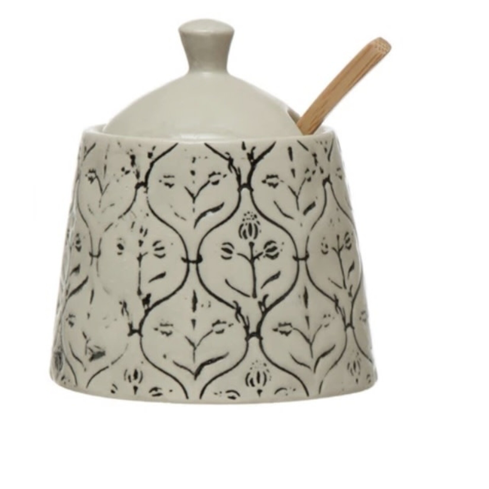 Creative Co-op Stoneware Creamer or Sugar Pot w/Spoon