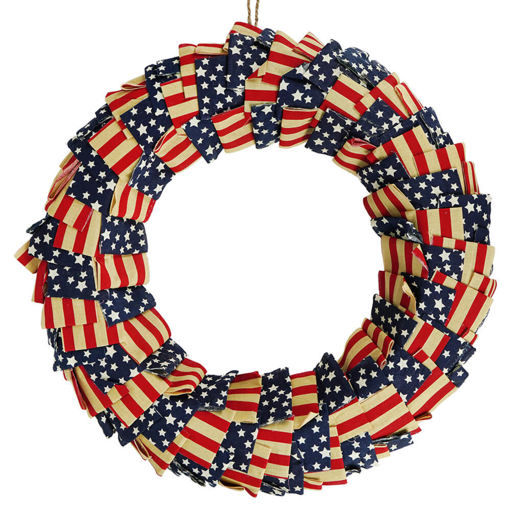 Gerson Tea Stained Americana Fabric Wreath