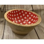 Creative Co-op Gingham Red Enameled Wood Bowl