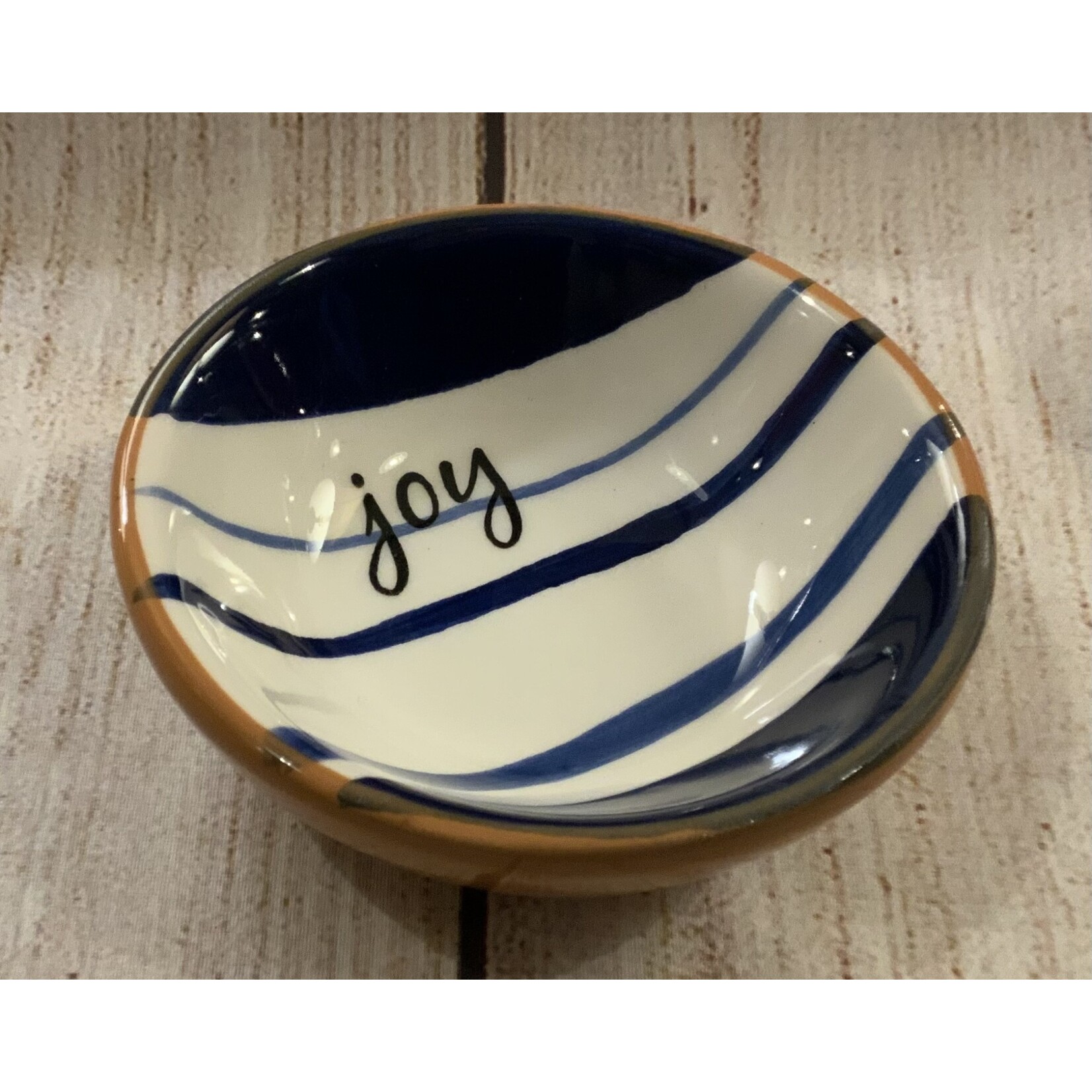Youngs Blue/White Striped Trinket Dish