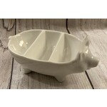 Creative Co-op Ceramic White Pig Dish